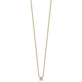 14k 1/2 carat Lab Grown Diamond VS/SI+ G+ Princess Complete 18 inch Four Prong Pendant Necklace